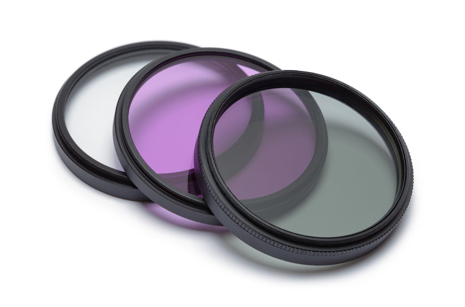 Camera,Lens,Filters,Cut,Out,On,White.